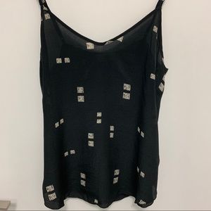Black Wilfred silk Cami with white square design